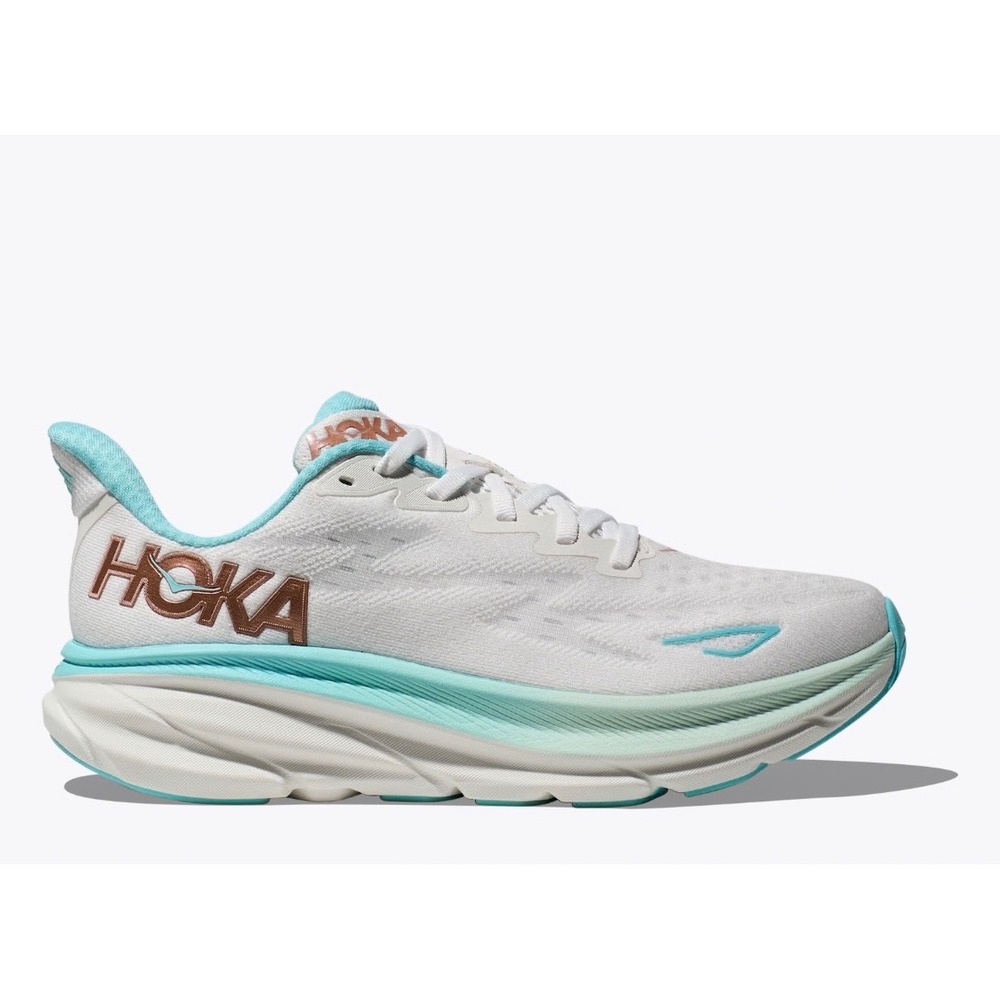 Hoka One One Clifton 9 White Ice Water Running Shoes Womens 9B
